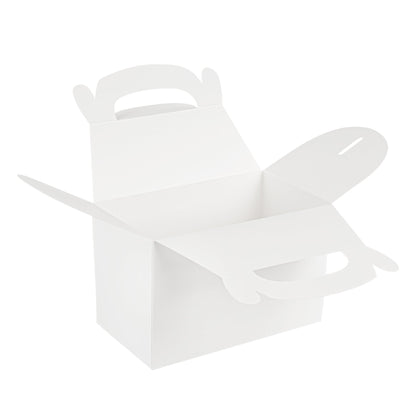 Bio Tek White Paper Gable Box / Take Out Container - Greaseproof - 8 1/2" x 4 3/4" x 5 1/2" - 100 count box