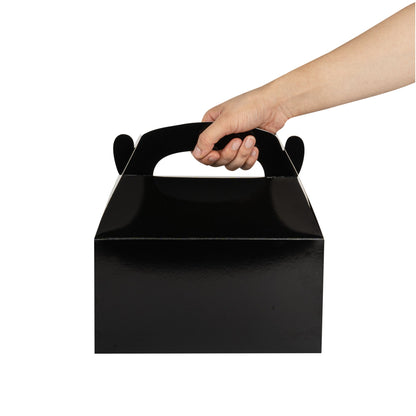 Bio Tek Black Paper Gable Box / Take Out Container - Greaseproof - 9 1/2" x 5" x 5" - 100 count box
