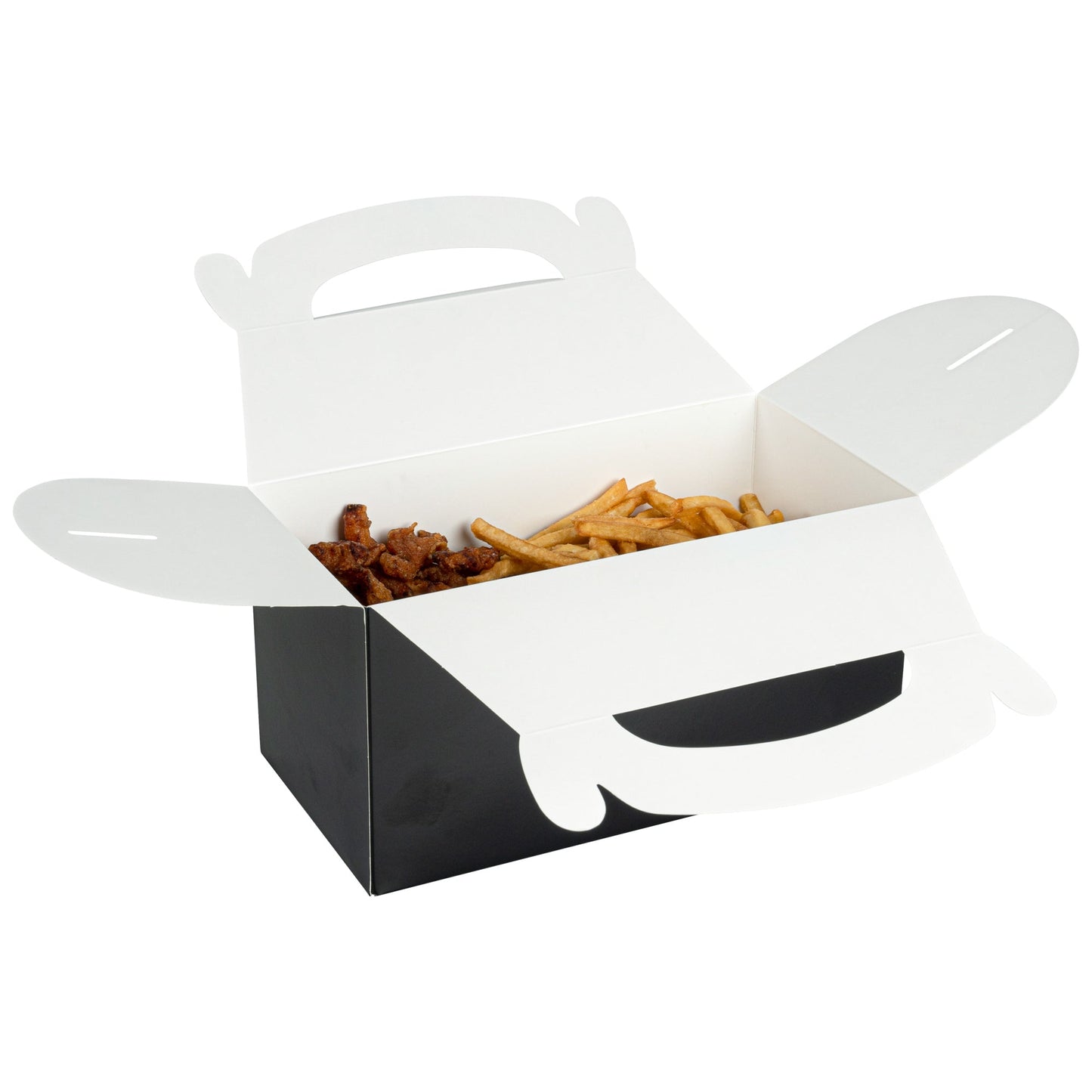 Bio Tek Black Paper Gable Box / Take Out Container - Greaseproof - 9 1/2" x 5" x 5" - 100 count box