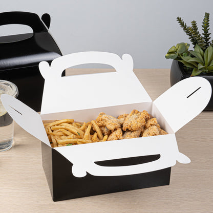 Bio Tek Black Paper Gable Box / Take Out Container - Greaseproof - 9 1/2" x 5" x 5" - 100 count box