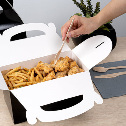 Bio Tek Black Paper Gable Box / Take Out Container - Greaseproof - 9 1/2" x 5" x 5" - 100 count box