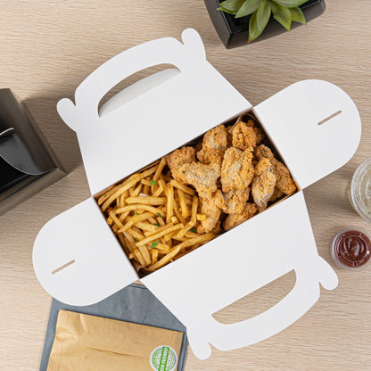 Bio Tek Black Paper Gable Box / Take Out Container - Greaseproof - 9 1/2" x 5" x 5" - 100 count box