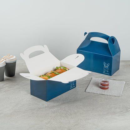 Bio Tek Frenchie Paper Gable Box / Take Out Container - Compostable - 9 1/2" x 5" x 5" - 25 count box