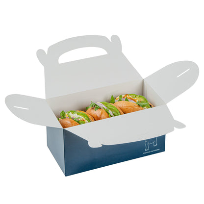 Bio Tek Frenchie Paper Gable Box / Take Out Container - Compostable - 9 1/2" x 5" x 5" - 25 count box