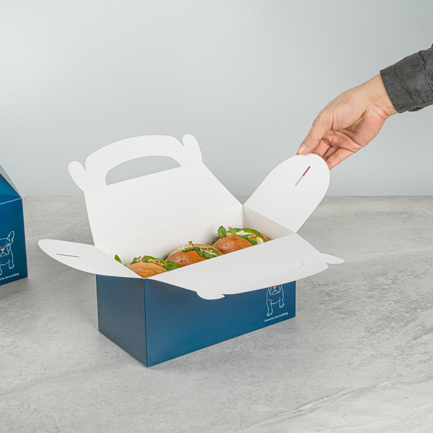 Bio Tek Frenchie Paper Gable Box / Take Out Container - Compostable - 9 1/2" x 5" x 5" - 25 count box