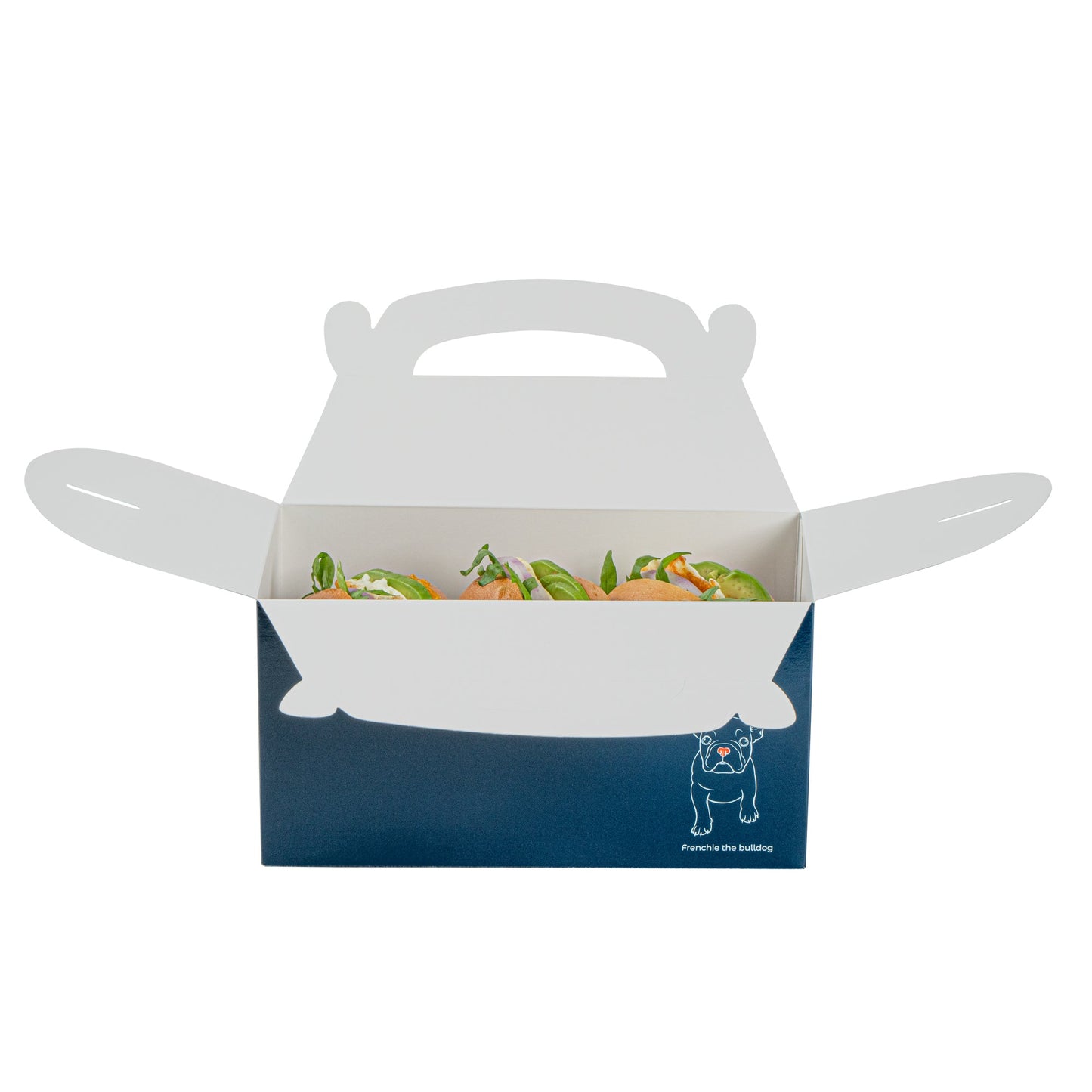 Bio Tek Frenchie Paper Gable Box / Take Out Container - Compostable - 9 1/2" x 5" x 5" - 100 count box