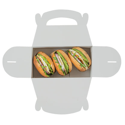 Bio Tek Frenchie Paper Gable Box / Take Out Container - Compostable - 9 1/2" x 5" x 5" - 100 count box