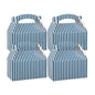 Bio Tek Blue & White Stripe Paper Gable Box / Take Out Container - Compostable - 9 1/2" x 5" x 5" - 25 count box