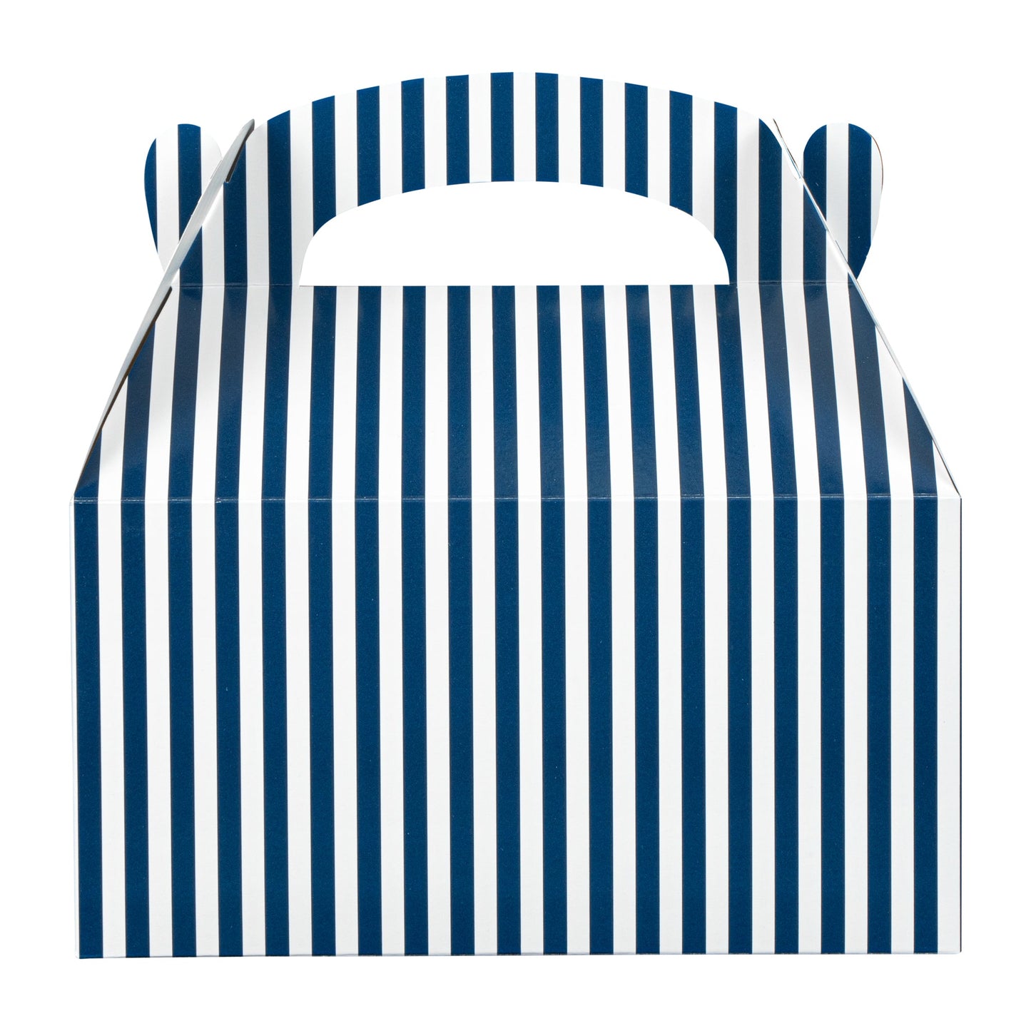 Bio Tek Blue & White Stripe Paper Gable Box / Take Out Container - Compostable - 9 1/2" x 5" x 5" - 100 count box
