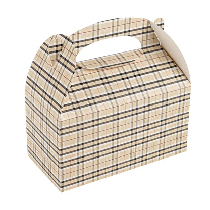 Bio Tek Plaid Paper Gable Box / Take Out Container - Compostable - 9 1/2" x 5" x 5" - 100 count box