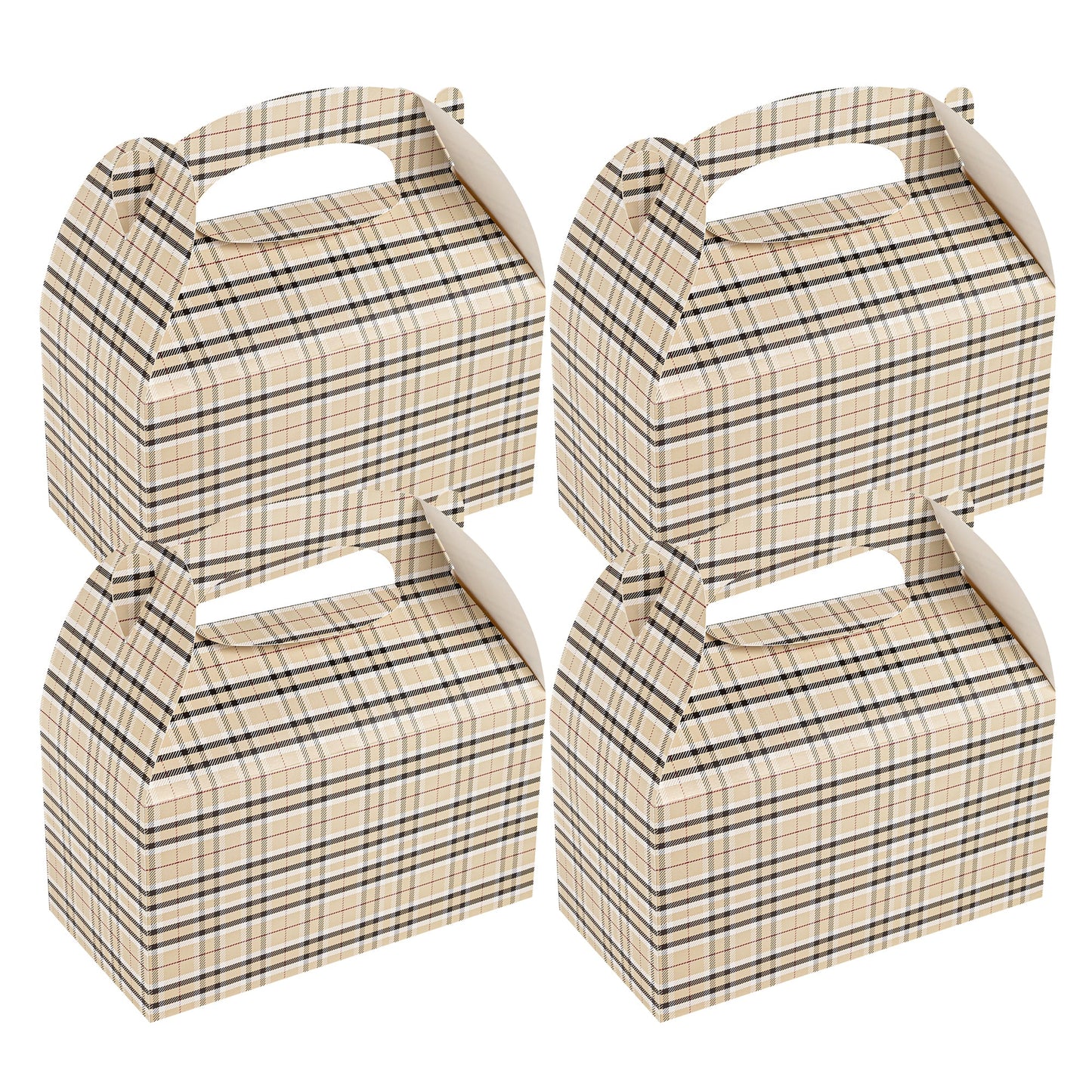 Bio Tek Plaid Paper Gable Box / Take Out Container - Compostable - 9 1/2" x 5" x 5" - 100 count box
