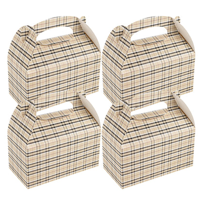 Bio Tek Plaid Paper Gable Box / Take Out Container - Compostable - 9 1/2" x 5" x 5" - 100 count box