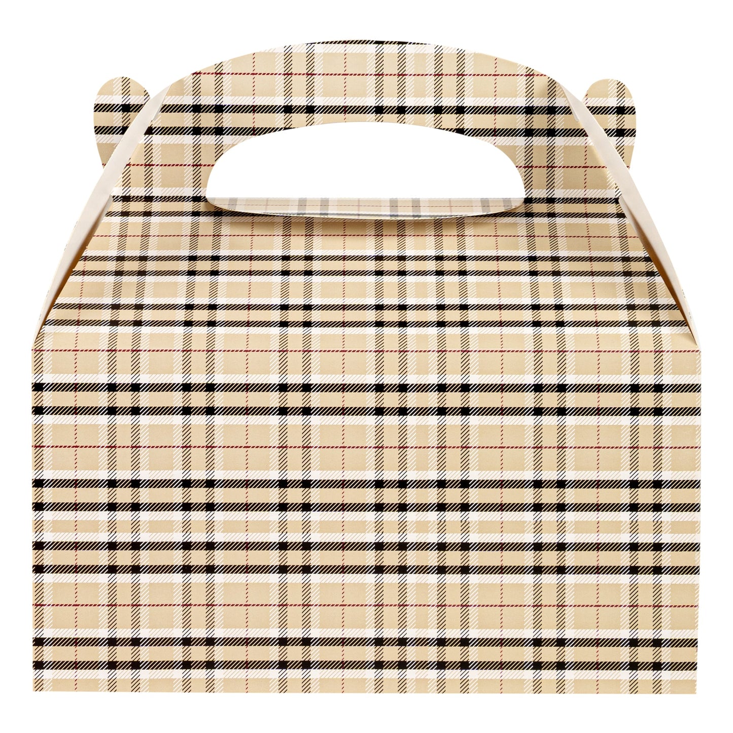 Bio Tek Plaid Paper Gable Box / Take Out Container - Compostable - 9 1/2" x 5" x 5" - 100 count box
