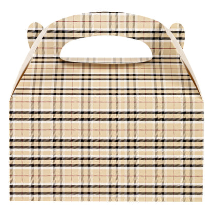 Bio Tek Plaid Paper Gable Box / Take Out Container - Compostable - 9 1/2" x 5" x 5" - 100 count box