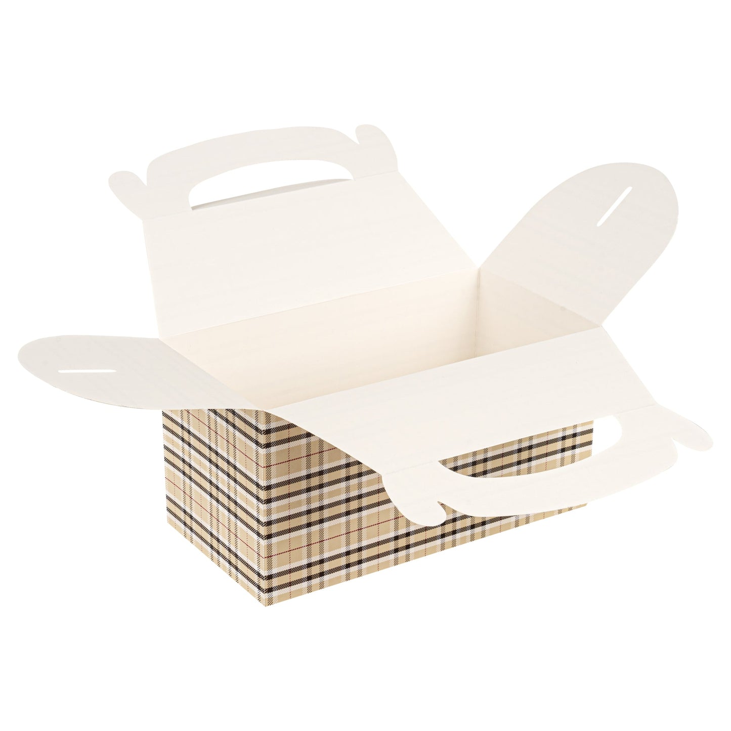 Bio Tek Plaid Paper Gable Box / Take Out Container - Compostable - 9 1/2" x 5" x 5" - 100 count box