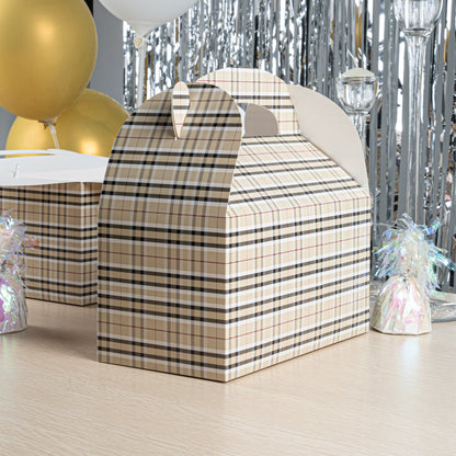 Bio Tek Plaid Paper Gable Box / Take Out Container - Compostable - 9 1/2" x 5" x 5" - 100 count box