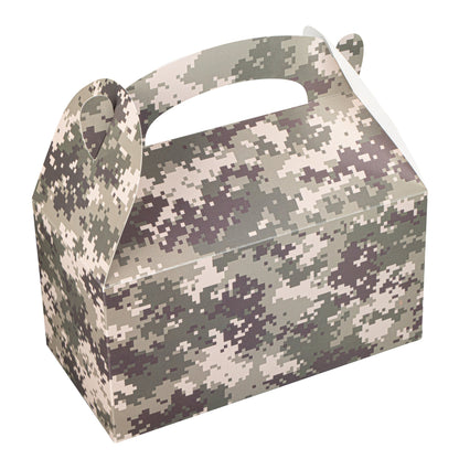 Bio Tek Camouflage Paper Gable Box / Take Out Container - Commercially composatble - 9 1/2" x 5" x 5" - 100 count box