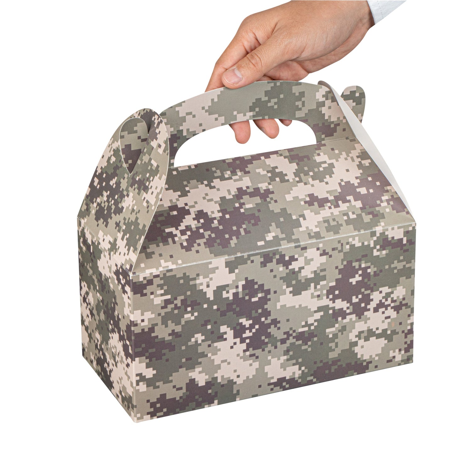 Bio Tek Camouflage Paper Gable Box / Take Out Container - Compostable - 9 1/2" x 5" x 5" - 25 count box