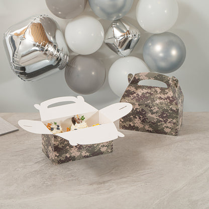 Bio Tek Camouflage Paper Gable Box / Take Out Container - Compostable - 9 1/2" x 5" x 5" - 25 count box