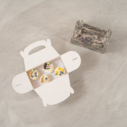 Bio Tek Camouflage Paper Gable Box / Take Out Container - Compostable - 9 1/2" x 5" x 5" - 25 count box