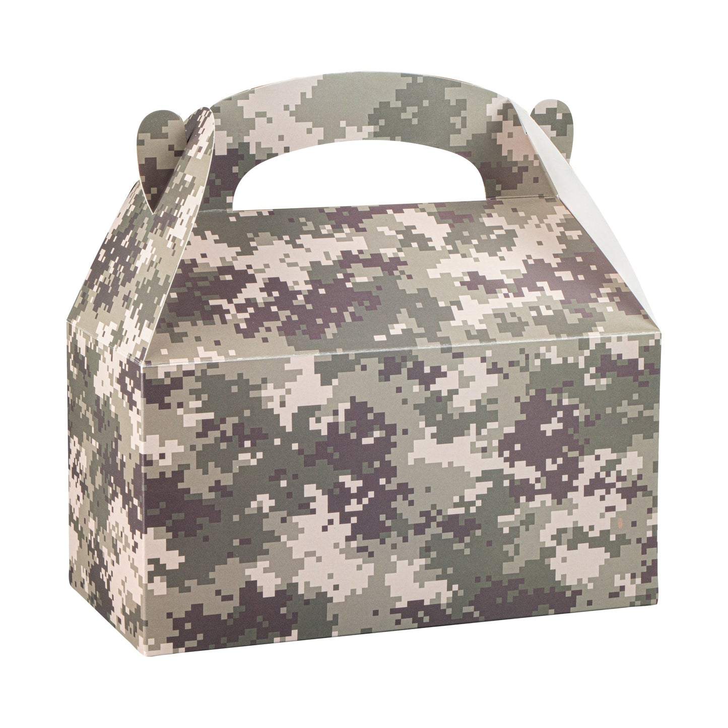Bio Tek Camouflage Paper Gable Box / Take Out Container - Commercially composatble - 9 1/2" x 5" x 5" - 100 count box