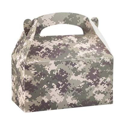 Bio Tek Camouflage Paper Gable Box / Take Out Container - Commercially composatble - 9 1/2" x 5" x 5" - 100 count box