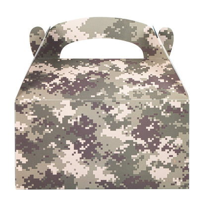 Bio Tek Camouflage Paper Gable Box / Take Out Container - Commercially composatble - 9 1/2" x 5" x 5" - 100 count box