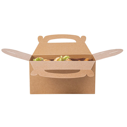 Bio Tek Kraft Paper Gable Box / Take Out Container - Greaseproof - 9 1/2" x 5" x 5" - 25 count box