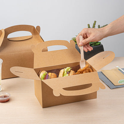 Bio Tek Kraft Paper Gable Box / Take Out Container - Greaseproof - 9 1/2" x 5" x 5" - 25 count box