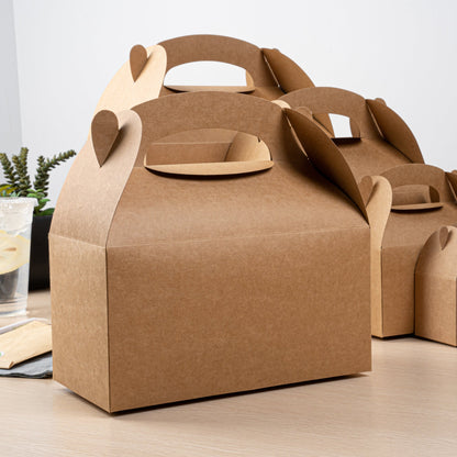 Bio Tek Kraft Paper Gable Box / Take Out Container - Greaseproof - 9 1/2" x 5" x 5" - 100 count box