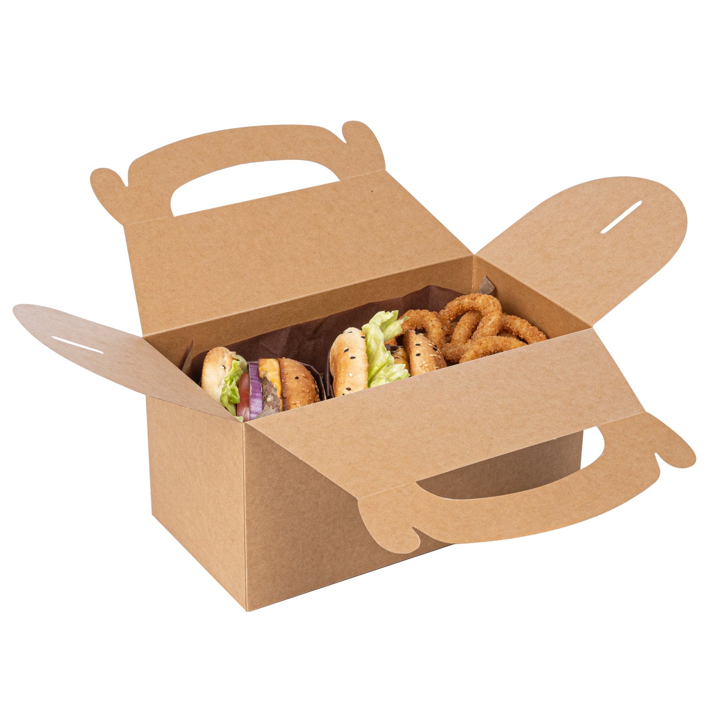 Bio Tek Kraft Paper Gable Box / Take Out Container - Greaseproof - 9 1/2" x 5" x 5" - 100 count box