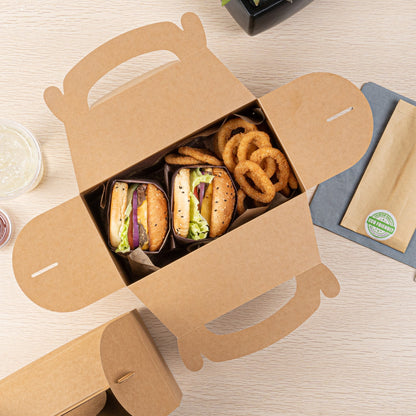 Bio Tek Kraft Paper Gable Box / Take Out Container - Greaseproof - 9 1/2" x 5" x 5" - 100 count box