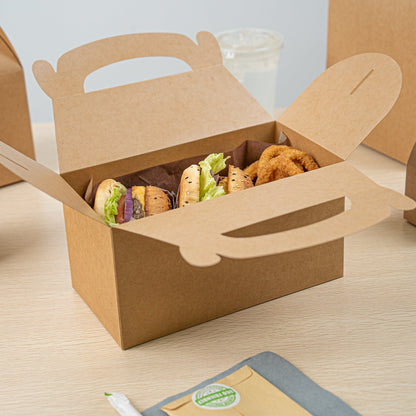 Bio Tek Kraft Paper Gable Box / Take Out Container - Greaseproof - 9 1/2" x 5" x 5" - 100 count box