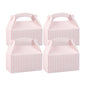 Bio Tek Pink & White Stripe Paper Gable Box / Take Out Container - Compostable - 9 1/2" x 5" x 5" - 100 count box