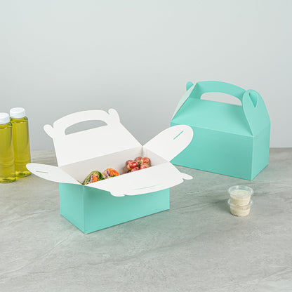 Bio Tek Turquoise Paper Gable Box / Take Out Container - Compostable - 9 1/2" x 5" x 5" - 25 count box