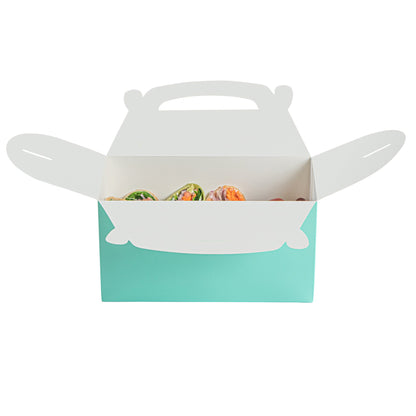 Bio Tek Turquoise Paper Gable Box / Take Out Container - Compostable - 9 1/2" x 5" x 5" - 100 count box