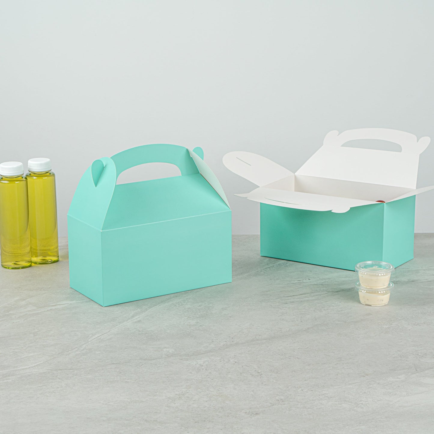 Bio Tek Turquoise Paper Gable Box / Take Out Container - Compostable - 9 1/2" x 5" x 5" - 100 count box