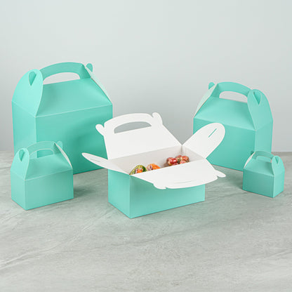 Bio Tek Turquoise Paper Gable Box / Take Out Container - Compostable - 9 1/2" x 5" x 5" - 100 count box
