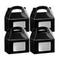 Bio Tek Black Paper Gable Box / Take Out Container - Greaseproof, with Window - 4" x 2 1/2" x 2 1/2" - 100 count box