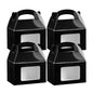 Bio Tek Black Paper Gable Box / Take Out Container - Greaseproof, with Window - 4" x 2 1/2" x 2 1/2" - 25 count box