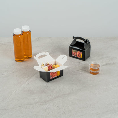 Bio Tek Black Paper Gable Box / Take Out Container - Greaseproof, with Window - 4" x 2 1/2" x 2 1/2" - 100 count box
