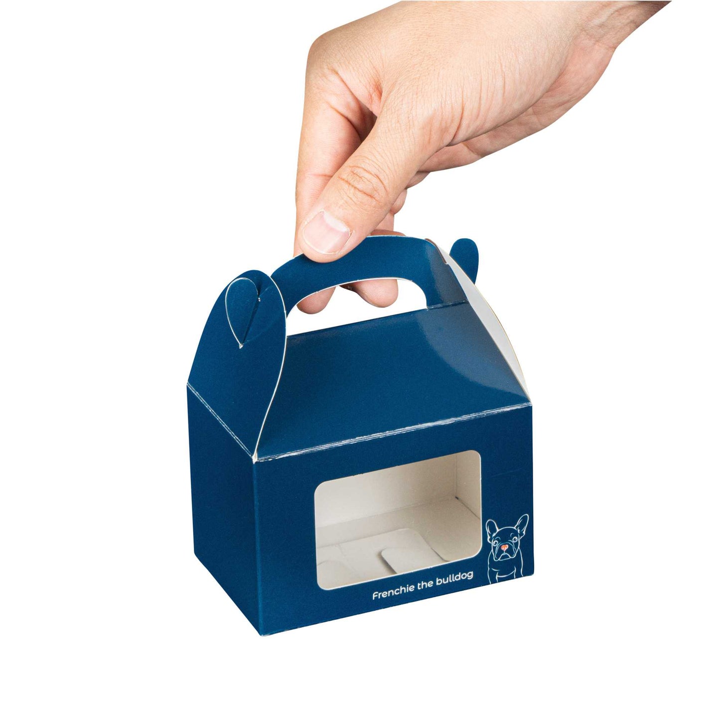 Bio Tek Frenchie Paper Gable Box / Take Out Container - with Window - 4" x 2 1/2" x 2 1/2" - 25 count box