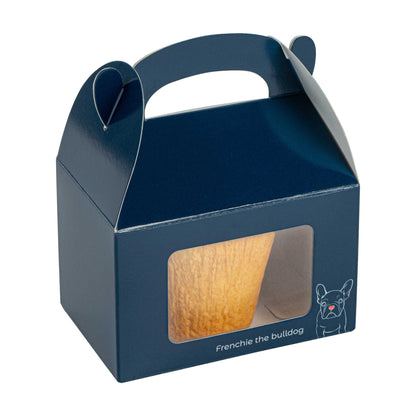Bio Tek Frenchie Paper Gable Box / Take Out Container - with Window - 4" x 2 1/2" x 2 1/2" - 25 count box