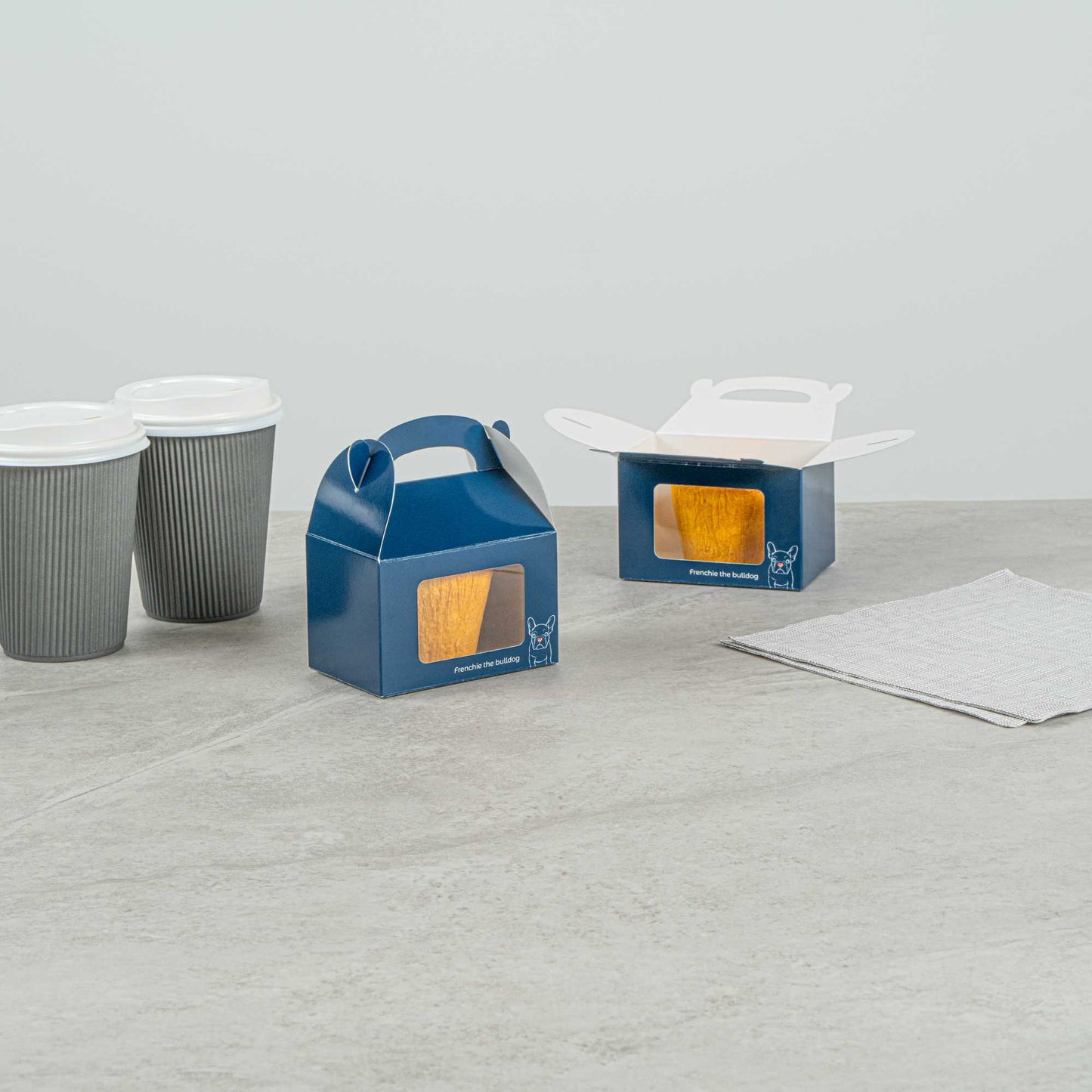 Bio Tek Frenchie Paper Gable Box / Take Out Container - with Window - 4" x 2 1/2" x 2 1/2" - 25 count box