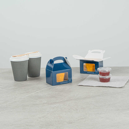 Bio Tek Frenchie Paper Gable Box / Take Out Container - with Window - 4" x 2 1/2" x 2 1/2" - 25 count box