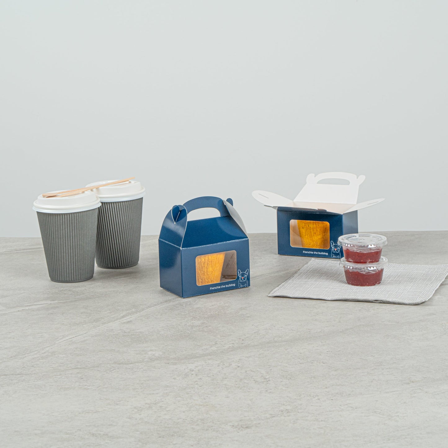 Bio Tek Frenchie Paper Gable Box / Take Out Container - with Window - 4" x 2 1/2" x 2 1/2" - 100 count box