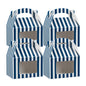 Bio Tek Blue & White Stripe Paper Gable Box / Take Out Container - with Window - 4" x 2 1/2" x 2 1/2" - 100 count box