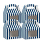 Bio Tek Blue & White Stripe Paper Gable Box / Take Out Container - with Window - 4" x 2 1/2" x 2 1/2" - 25 count box