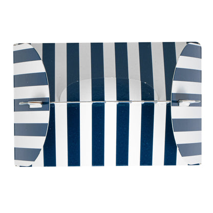 Bio Tek Blue & White Stripe Paper Gable Box / Take Out Container - with Window - 4" x 2 1/2" x 2 1/2" - 100 count box