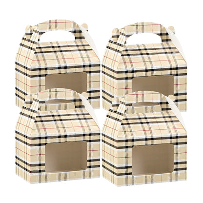 Bio Tek Plaid Paper Gable Box / Take Out Container - with Window - 4" x 2 1/2" x 2 1/2" - 100 count box